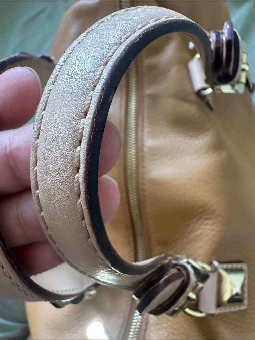 Michael Kors Grayson Leather Satchel Bag Luggage Brown Gold Hardware